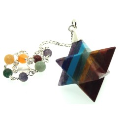 Chakra Gemstone Merkaba Bonded Star Pendulum